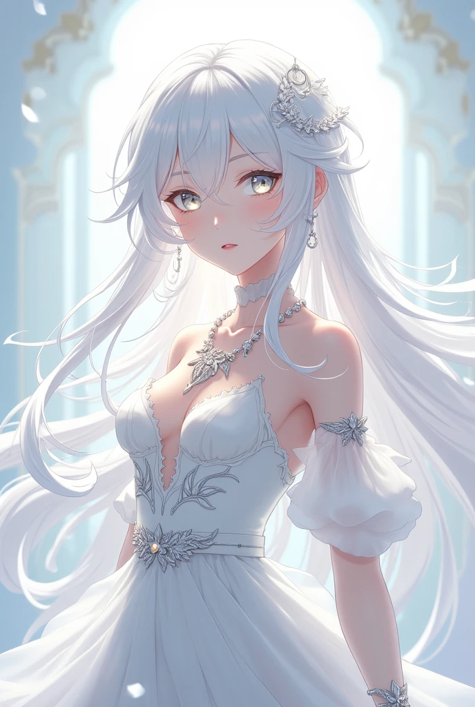 Model girl anime character hairstyle white with beuty full girl