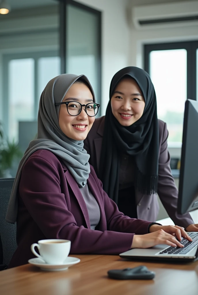 Couples With Computer Boy T-shirt name ANAMUL and girl burqa name Sohana tow work in commputar