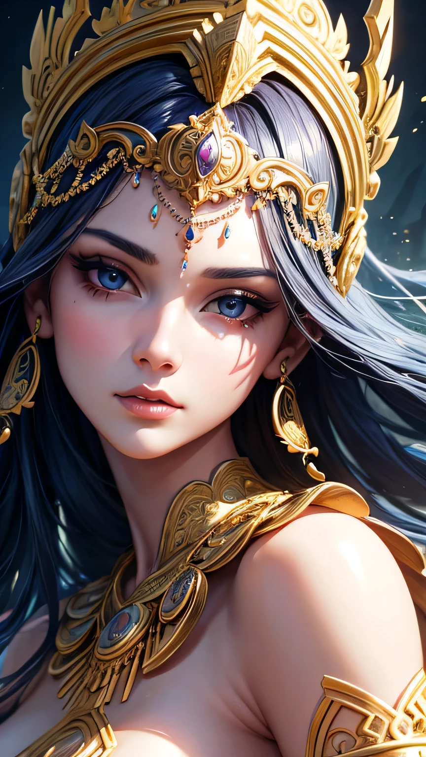 Arabian style woman、, Prometheus stills, Yellow Ding is big、make move,Super Beautyロシアの服, Beauty contest rendering, Mesh headdress, Luxury Advertising, I can see your shoulders, Cyber Pattern, Movie stills --ar 16:9 Engineering,high quality、Digital SLR Big Eyes、high resolution、Ultra delicate、最high resolution、Super Beauty、Beautiful Face