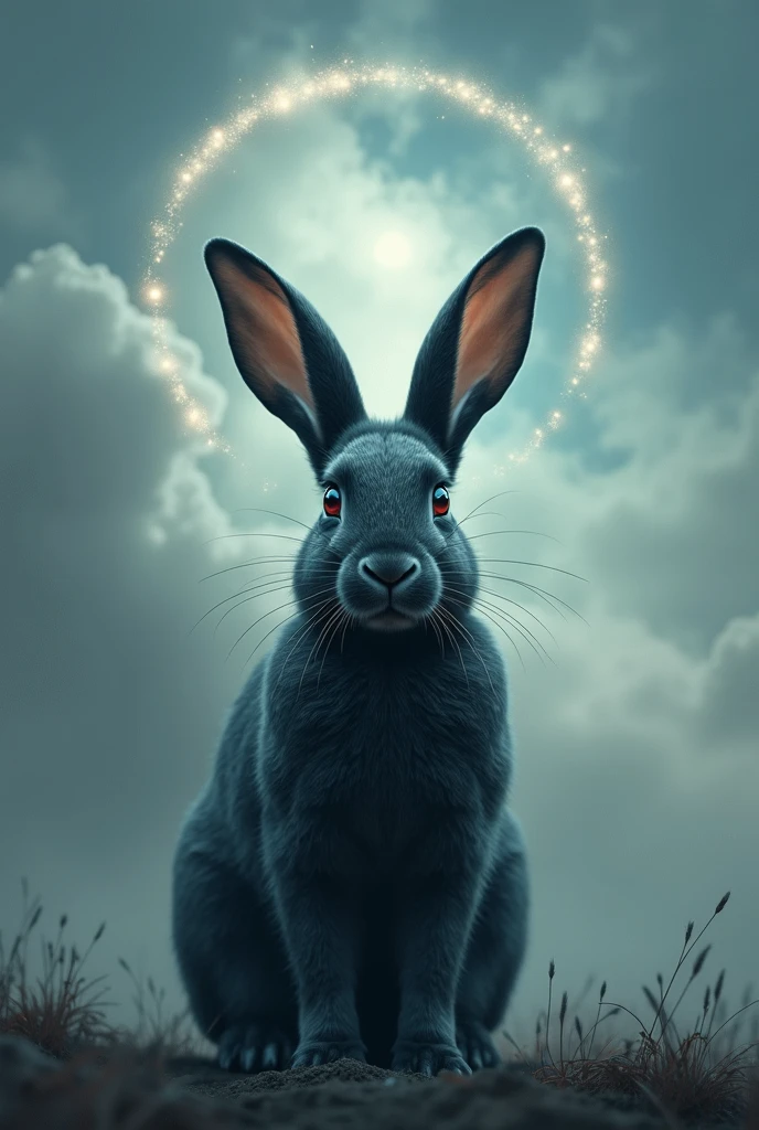 hiquality, Old Night Blue Black Rabbit, splash arts, Aesthetics for t-shirt design, Highly detailed, dark tone