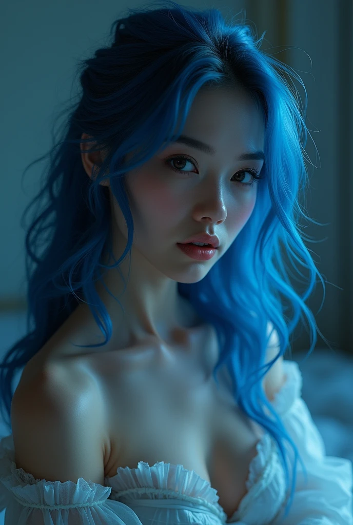  
A Real sexy Young asian student cheerleader, with blue hair, having sex, high quality, photorealistic