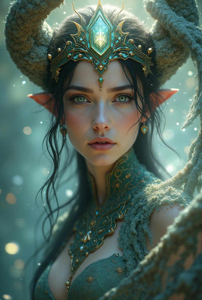 beautiful full figure painting of perfect female elf warrior, shapeless long hair, black hair, white hair, huge mammaries, expression, perfect features, wearing Rococo style heavy plate armor, art by Carne Griffiths and Wadim Kashin Concept art, ethereal background, abstract beauty, stand, near perfection, pure form, Golden Ratio, minimalism, unfinished, concept art, By Brian Froud and Carne Griffiths and Wadim Kashin and John William Waterhouse, intricate detail, 8k post-production, High resolution, super Detail, art station Trends, sharp focus, studio photos, intricate detail, Very detailed, By Greg Rutkowski --ar 2:3