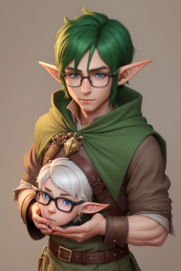 Adult muscle human elf getting fucked by young human elf . First one has white hair with ponytail, dark green eyes with red pupils, happy trail below bellybutton. Second has black hair with braid , pastel blue eyes and scar on his chest. Both of them have 25 cm dicks. Second elf have unshaved pubic