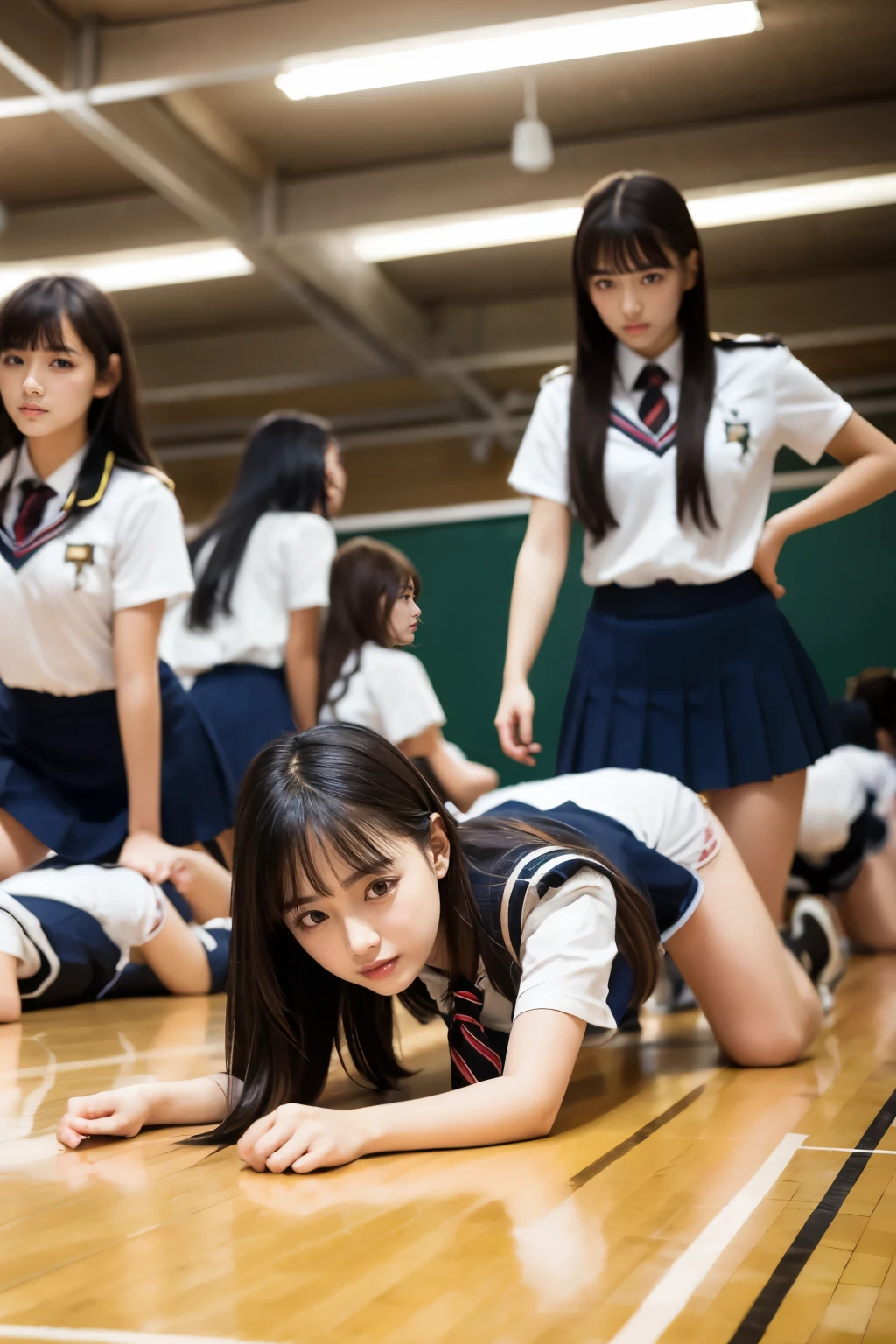 (masterpiece, highest quality:1.37), High resolution, Super detailed, Ultra Sharp, break, Japanese high school girl model, One girl, (Black Hair, short hair, bangs), blue eyes, jewelry, Earrings, Earrings, break, ((Detailed school girl:1.5), Sailor shirt with collar, Pleated skirt, Looks great), Grin, A light smile, Lips parted, Pink lipstick, break, Are standing, Cowboy Shot, Put your arms behind your back, Put your arms behind your hips, Detailed human hand, High Definition:1.2, ((Detailed classroom background:1.3)), 8 Life-size, thin, Anime Style, Anime Style school girl, Perfect Anatomy, Perfect Proportions, Inspired by Kyoto Animation and A-1 Pictures,、((Sexual Panties:0.9))、((Spread your legs wide:1.4))、