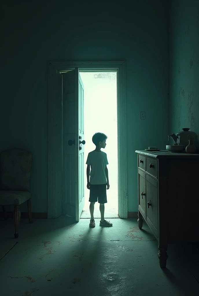 A boy locked in a closet and a shadow on the window