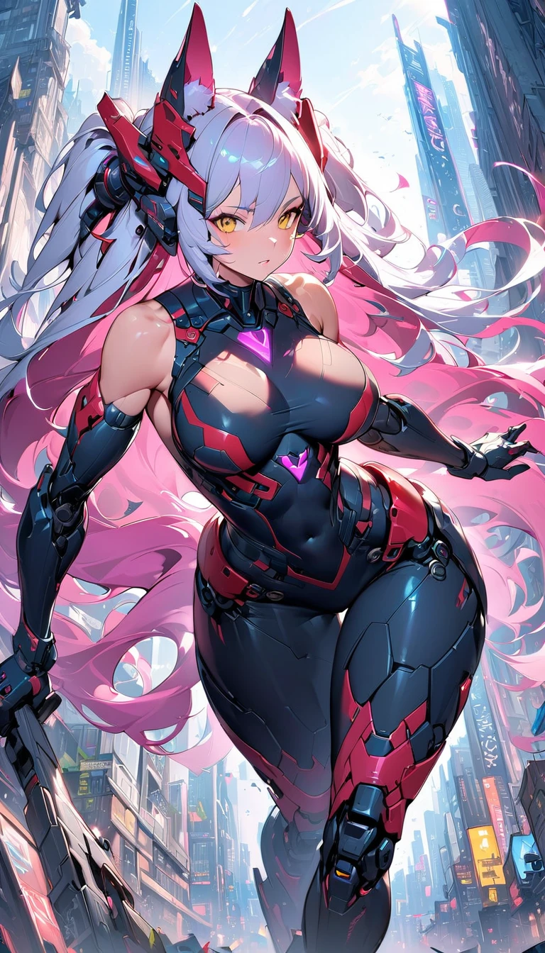 masterpiece, ultra-detailliert, 8k, hiquality, Top image quality, 1人の女性, art by:hyung tae kim, Anime characters posing, Seductive Anime Girl, Japanese anime, digitial illustration, Center, biomechanical oppai, oppai, oppai proportions, Sharp Focus, large full breasts, Colossal tits, The chest is dewy, Exposing the chest, exposing the skin, Curvaceous body, White shiny skin, shinny skin, digitial illustration, Center, Full body shot, intricate detailes, rubbersuit, Depiction of dense hair, Detailed eye depiction, Lively fighting poses, Lively battle poses, Japanese anime, colourfull, various colors, Sexy body lines, Splash paint background, Abstract, variegated and colorful background, Don't draw buildings in the background, Standing with open legs, Rich facial expressions, Emotionally rich, highleg