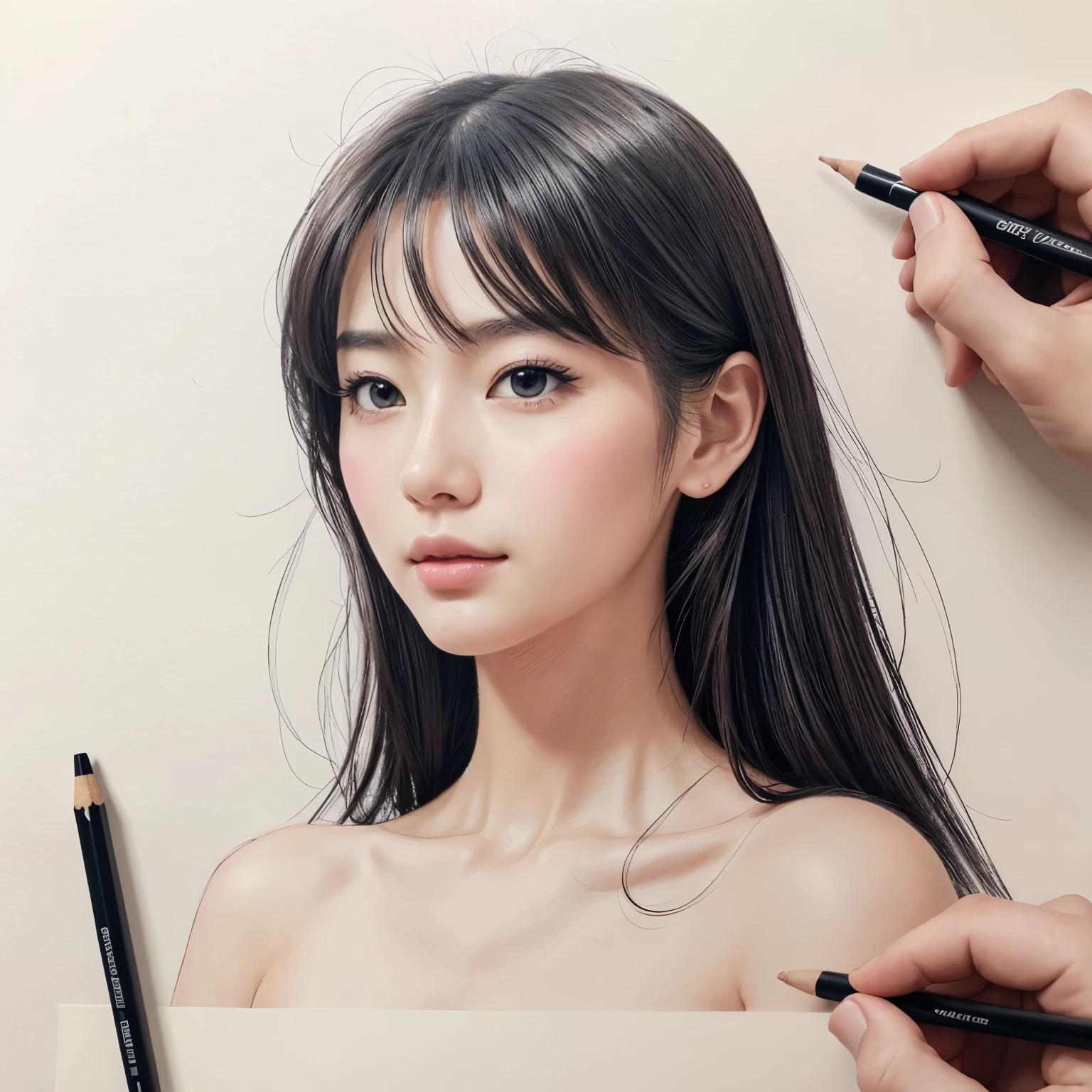 pencil painting、Nude Pose Book、femele