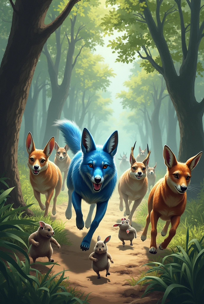 top quality, best quality, High-quality illustrations, masterpiece, super high resolution, detailed background, detailed backgroundJurassic Park, Running away, 6+boys, 6+girls, absurdres(highly detailed beautiful face and eyes)perfect anatomy, expression, good lighting, cinematic shadow(kemono, furry anthro),