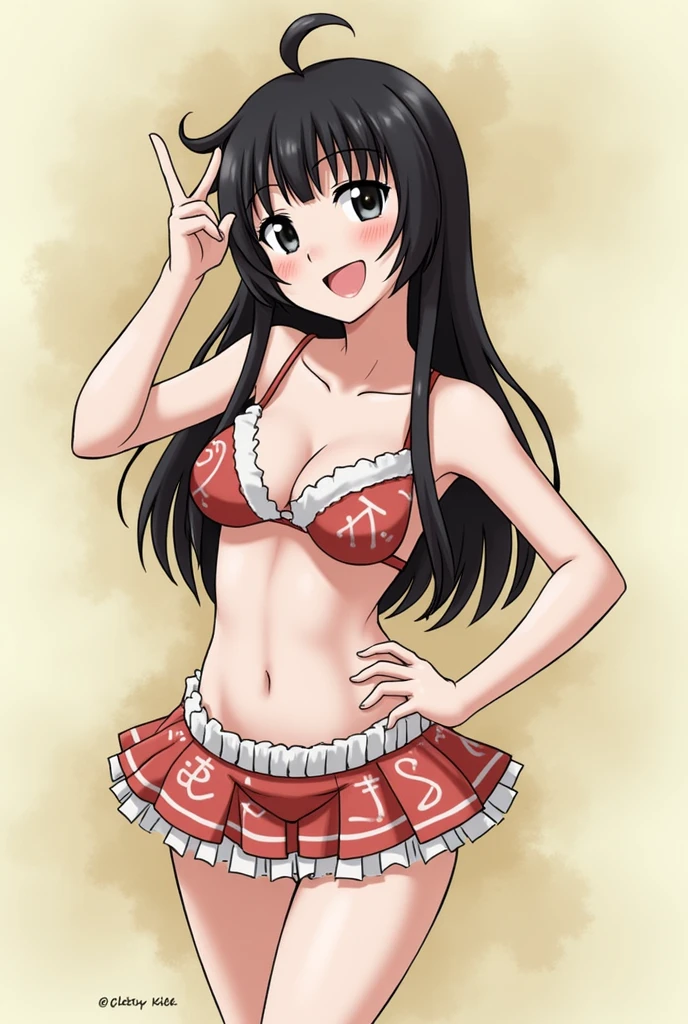 (masterpiece), best quality, 8k,(neuro-sama),(flat chest),fullbody,frilly bikini skirt, blue bikini,frilly bikini top,standing straight,toned stomach,beach,smiling,1girl,facing viewer,