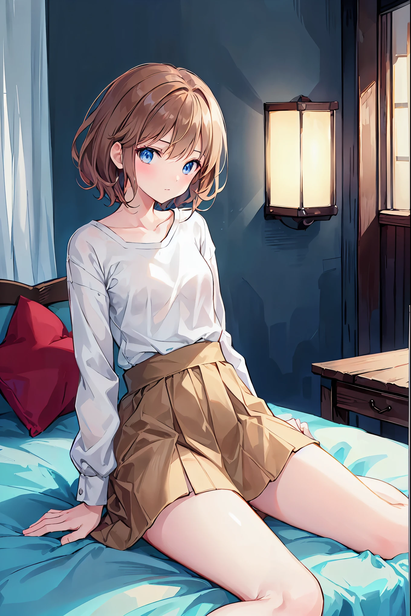 masterpiece, Highest quality, High resolution, Very detailed,(((Koume Shirasaka))), (((naked)))、(((futonに横たわっている。)))、(((smile)))、(((futon)))、(((Beautiful Eyes)))、(((Thin body type)))