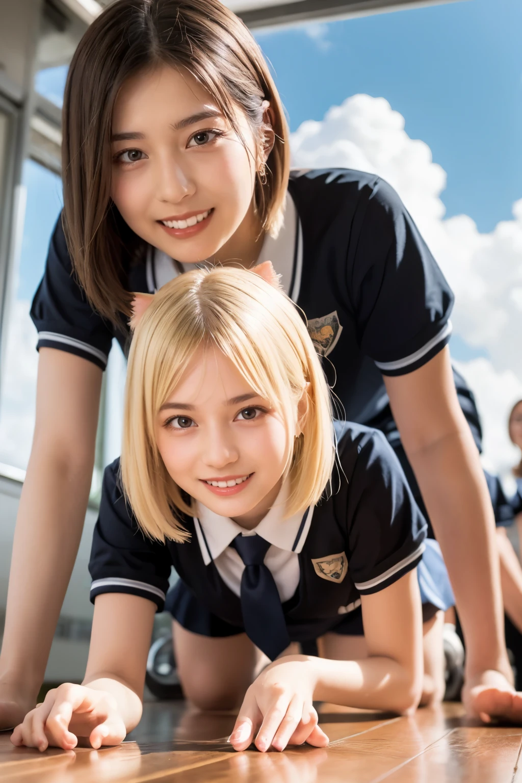 (She was sitting on the bus。A man in a suit standing next to her cums on her face:1.5),(A portrait of a young girl in school uniform:1.5), with a bright expression, glowing white skin, glossy face, shimmering cheek gloss, small face,(best looks:1.5),very beautiful glossy hair, (ultra short hair:2.0),(silver hair:1.5),shimmering clear alluring bright large pale blue eyes,downturned eyes,eyeliner,(a very beautiful lovely cute girl,charming smile,perfect bust:1.25),masterpiece,photorealistic, 8k, high quality, masterpiece,realistic portrait,high resolution fix