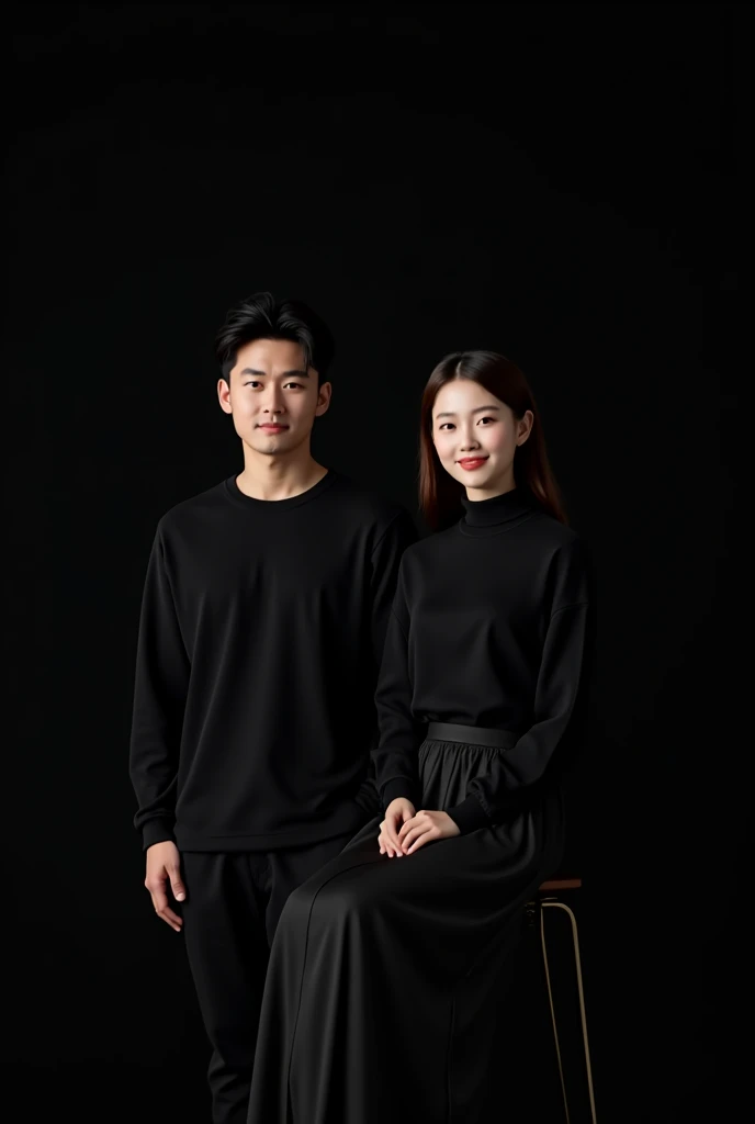 araffes a man and a woman standing under an umbrella, sweater, in style of lam manh, couple, photoshoot, lovely couple, classic portrait, photo shoot, basic, portrait, inspired by Ruth Jên, with ivy, photo portrait, portrait shot, fine portrait, couple pose, traditional art, a portrait, by Natasha Tan.ultra HD.high resolusi 