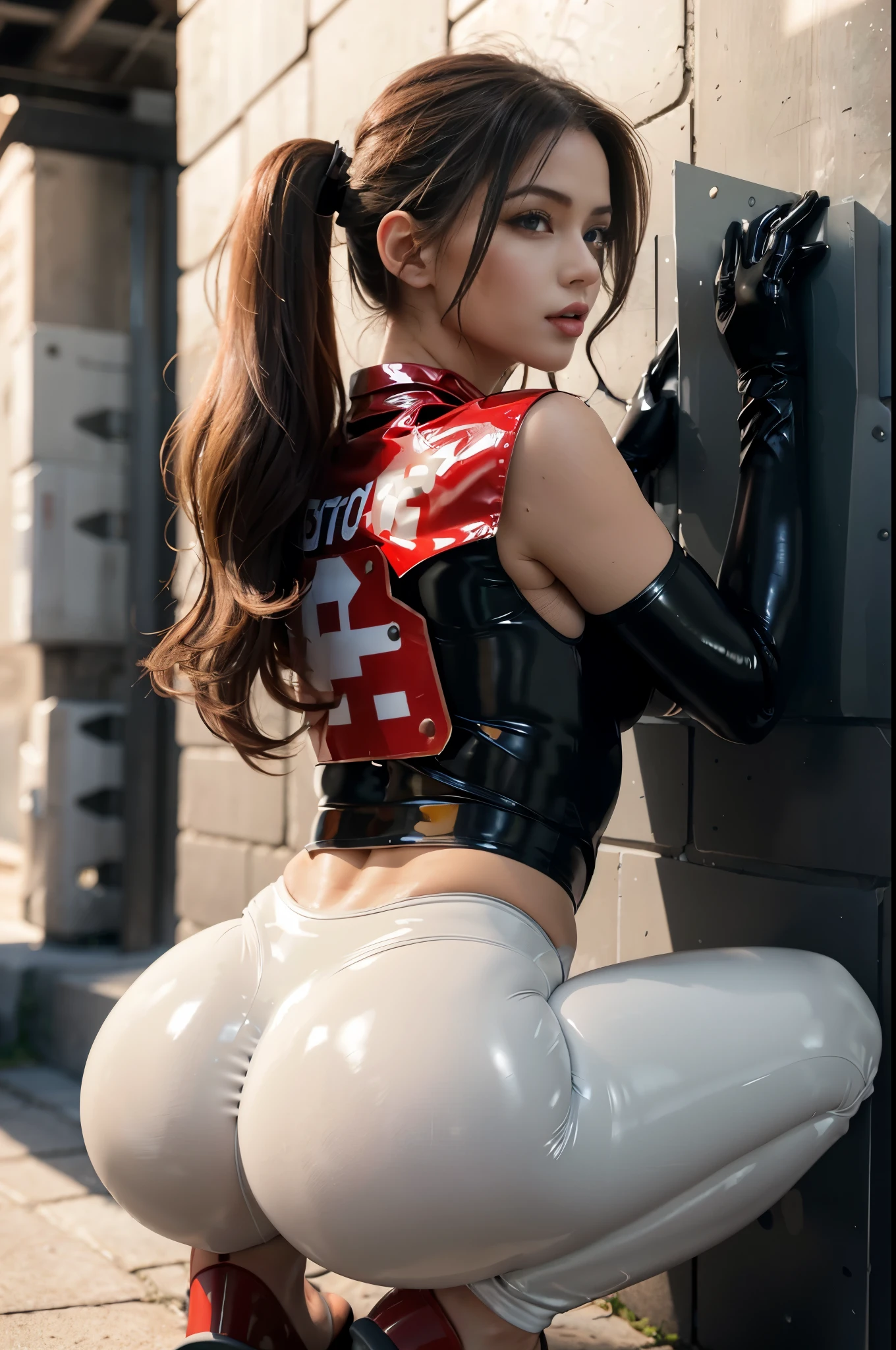 (Highest quality, masterpiece: 1.2), 1人のgirl, beautiful, Big Breasts, beautiful, style, sexy, elegant,Red knee-high boots,Charm, stick out butt, on all fours, sexy, beautiful and Well-groomed face, beautiful eyes, beautiful hair, Smooth Skin, beautiful mouth, Smooth legs,Red knee-high boots Balance body, Change your clothes and look stylish, mizuki yukikaze, Hair Ribbon, One Piece Tan, Red Theme, Realistic, sexy, woman, woman, girl, Genuine, taimanin suit,Red knee-high boots, ass pov: Huge ass, slim thick, small waist, 8K, (curvy and lifted accentuated booty), smiling, at a music festival, at night, (wet ass), (naked ass)