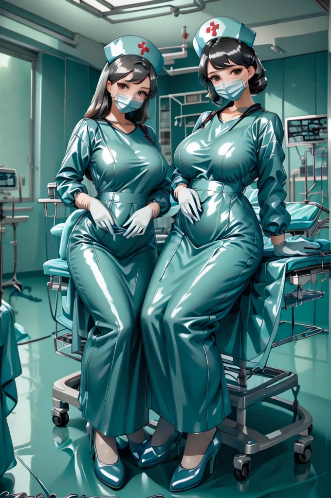 nurse uniform,hospital, latex nurse suit,nurses,busty,elbow gloves,labcoat,black hair woman,red eyes , gigantic ,medical instruments,asian nurse,two nurses,speculum,examination room,oversize ,big ass ,strap on, lay on table ,legs spreaded,giving birth,gyno chair , dentist,Milf,latex,red uniform,oversize breasts,diaper