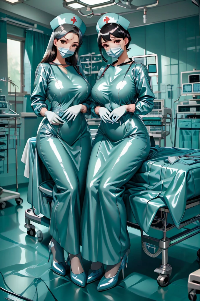 nurse uniform,hospital, latex nurse suit,nurses,busty,elbow gloves,labcoat,black hair woman,red eyes , gigantic ,medical instruments,asian nurse,two nurses,speculum,examination room,oversize ,big ass ,strap on, lay on table ,legs spreaded,giving birth,gyno chair , dentist,Milf,latex,red uniform,oversize breasts,diaper