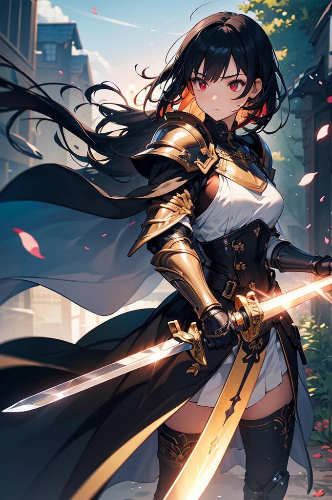 
Black Hair,1 Boy,Very detailed, high quality,masterpiece, 最high quality, Rental,Intricate details, Extreme Detail, 4K,Confused,Detail view,High resolution, Anime screenshots, Fantasy, knight,Paladin,Gorgeous detailed armor dress, Gauntlet, Capelet, Shin guards,breastplate,, cuff, Full Armor, jewelry, on the other hand, Sunrise posture, (With sword:1.3), Carrying a weapon, Divine Aura,Holy long shining sword,Particles of light, Dark red eyes, Translucent hair, bangs, Short Hair, Shaggy Hair,,Alone, thin,I parted my lips, tsurime, Long eyelashes, Compensate,Eyeshadow, strict, Petals fluttering in the air, Zoom out,Wide Shot, Written boundary depth ,Moving lines, Outdoor,city,forest, looking at something else