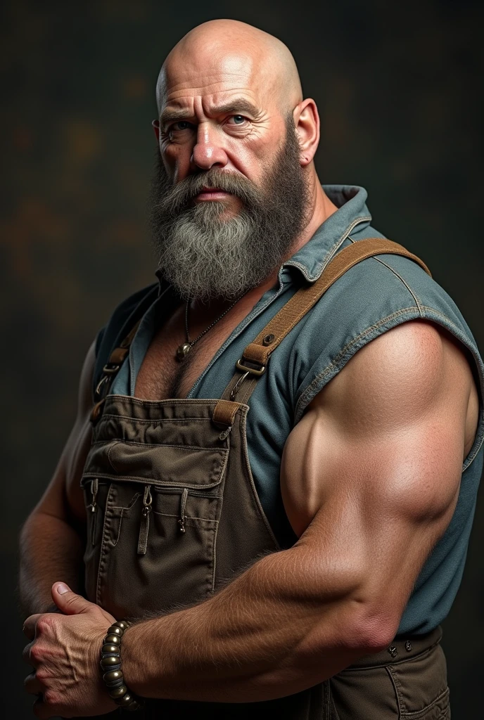Hyperrealistic image of an old 19th century blonde German Steampunk circus ringmaster with bare torso gray hair with huge handlebar mustaches A super heavy bodybuilder flexing his muscles A full body obese bodybuilder with a very sweaty body An elderly extremely muscular man and extremely fat over 70 years old weighing over 600 pounds a very hairy muscular man with very large sagging legs Large pectorals dark nipples and gynecomastia on the circus ring wearing white riding pants black high boots bowler hat on his head and a whip in one hand