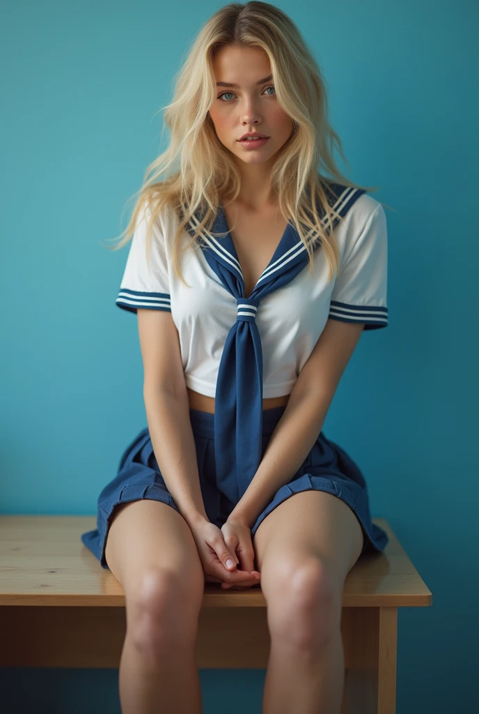 (masterpiece, highest quality, 8K), (live-action),beautiful Russian naked white girl spreading own legs completely with blonde short hair, blue eyes, the big dildo screwing her ass, Russian girl, vagina, smiling, raising own arms, opening her labia majora, big dildo in her vagina, Wearing a transparent sailor uniform, on the toilet bowl, squared face, big boob