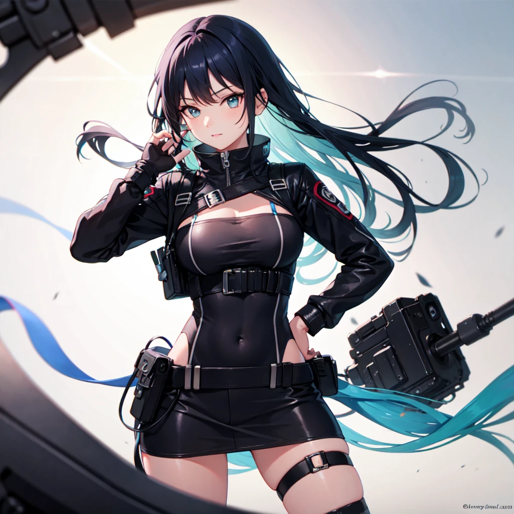 valkyrie , black background , black hair , straight hair , laugh , 