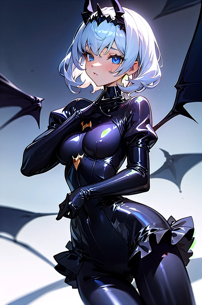 Rachnera, Monster musume, Monster girl, spider girl, short hair, gray hair, big breasts, malicious smile, dominant pose, naked, home setting, horny, showing off, smiling