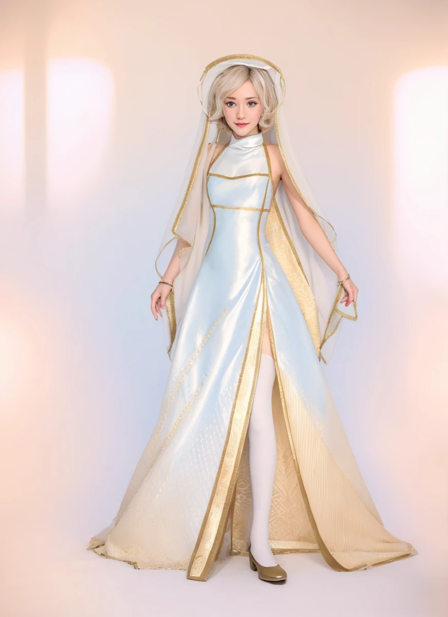Arafed woman in a blue and gold dress and veil - SeaArt AI