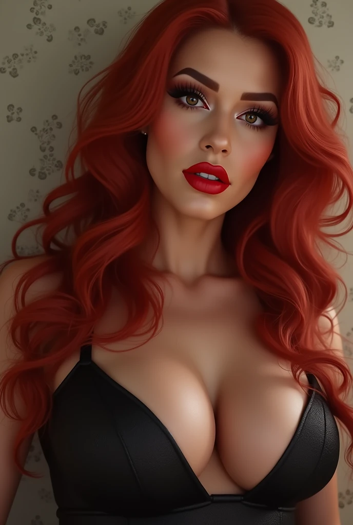 figure body full, woman naked 
face:
Facial perfect 
body:
Curvy body, bigger chest, perfect body,wide waist hips 
eyes:
Green eyes 
hair:
Long red  curly hair with very long red curly hair, super long red curly hair with very super long red curly hair
lips:
Red lips  
quality:
ultra detailed, high quality, full hd 
lighting:
cinematic lighting 