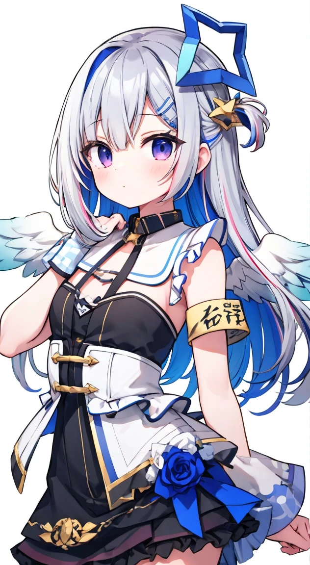 (highest quality, masterpiece),nsfw,Small breasts,Nipples,Pussy,Tucked up,One girl,Embarrassing,Glare,shame,stage,Idol,blue eyes, Purple eyes,Big eyes, Grey Hair, Blue Hair, Striped Hair, Hair on one eye, Inner hair color, Single Hair Intake, bangs, Short Hair Kanatadef,