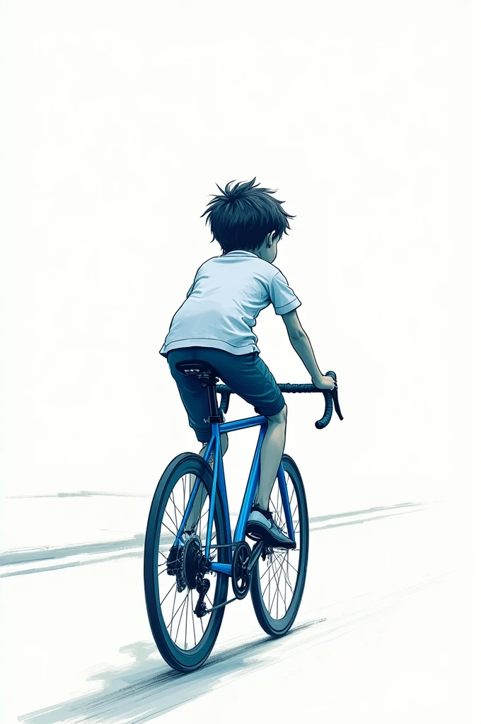 ((Masterpiece)), (best qualityer), (1boy:1.2), (8 year old:1.2), wearing a workout outfit, and bicycle shorts, Riding a bicycle, Ride at high speed, Road, Sea, Close up, wind blown, Motion blur, speed-line, (from the front side),