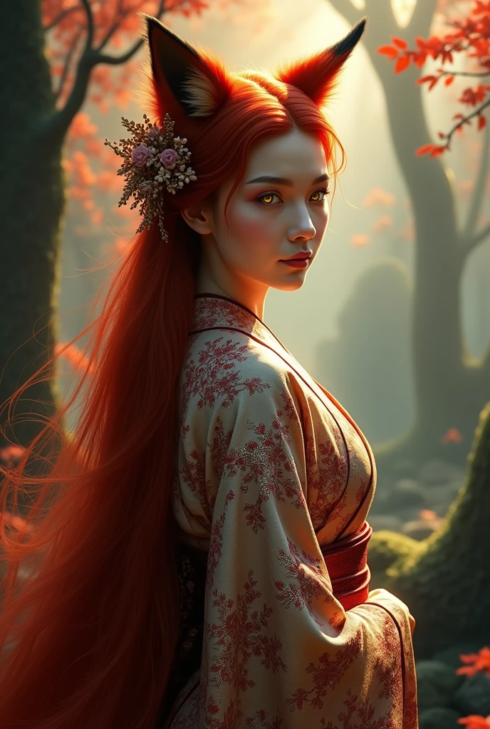 Sexy woman with red long hair as heroine cultivation world (chinese manhua)