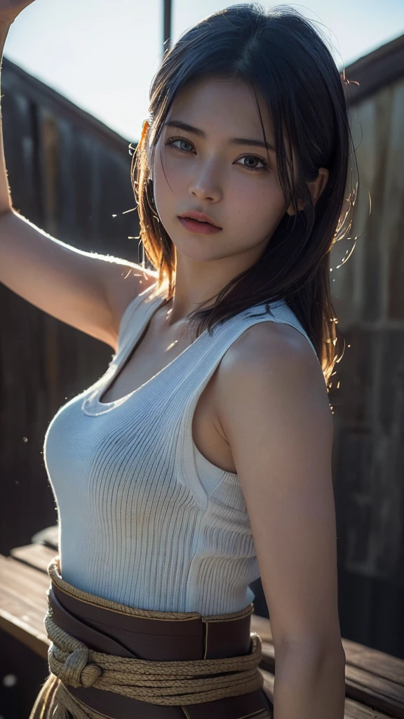 highest quality、4K quality、Beautiful cleavage、Beautiful Style、tall、Small breasts、Bare buttocks、Small Ass、Shy face、20 year old blonde boyish、Bare shoulders、My skirt is blown up by the wind、ultra detail eye,、casual dresy whole body is wet、Small face、Soft skin quality、ride a bicycle、Shooting from behind