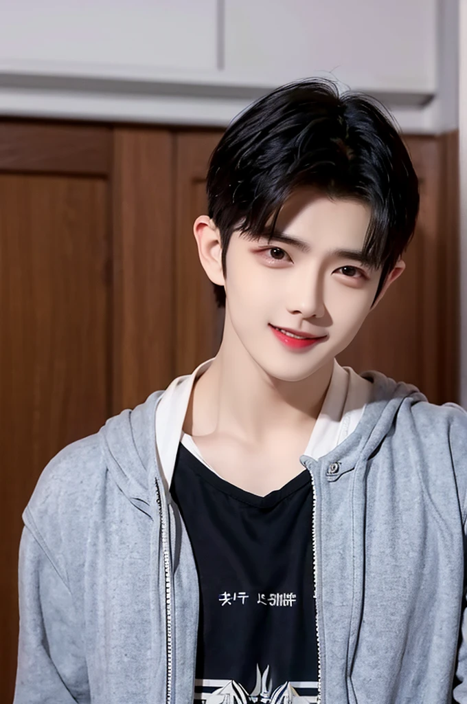 (nonsense, height, Special details, HDR), Masterpiece, Best quality, Single focus, 1 boy , Korean face, Webtoon, movies, Boy character ,Short hair, Handsome, kind and smiling., Anime eyes, Casual clothes, Detailed interior, Detailed personality traits, {{summer}}