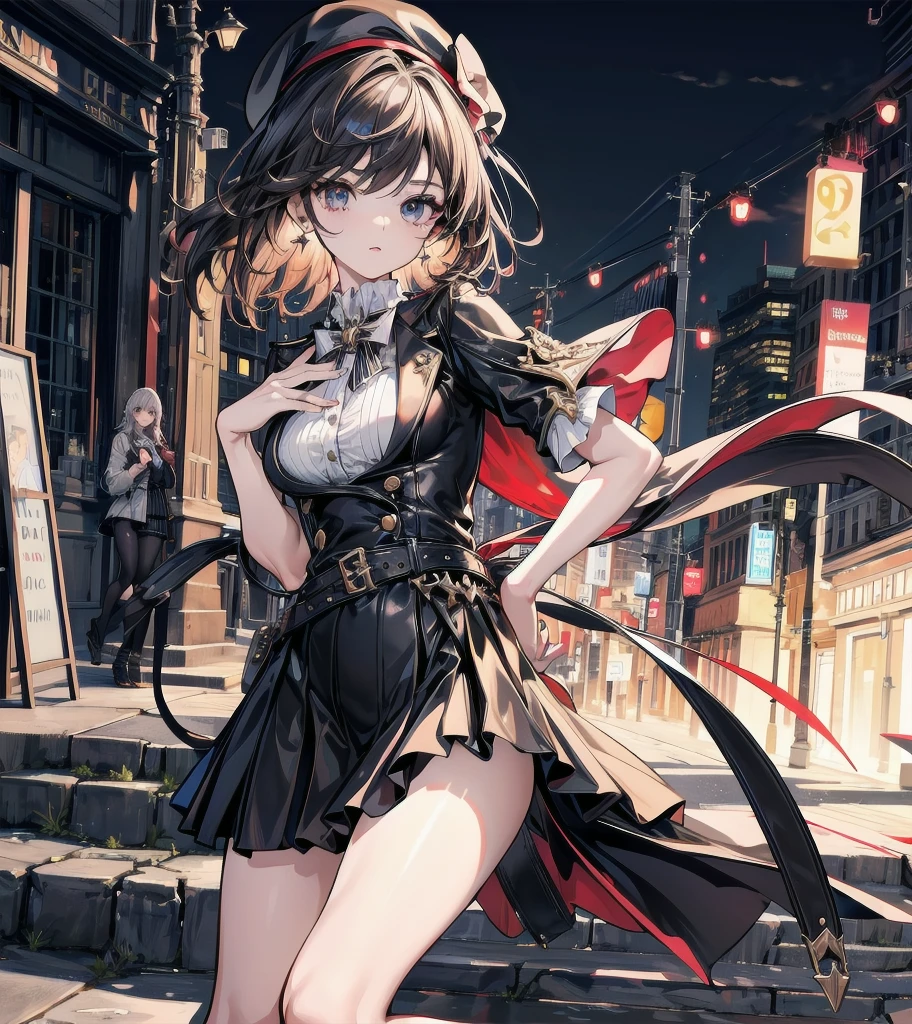 ((Highest quality、masterpiece、Anime Style、Highest quality、High resolution、8k、detailed、ultra-detailed:1.3))、Long legs、Sharp focus:1.2, Beautiful woman with perfect figure:1.4、(smile:1.2), double eyelid、30-year-old woman、Sexy pose、((((Shut your mouth.、One Woman、ワンピース:1.5)))),The background is tokyo