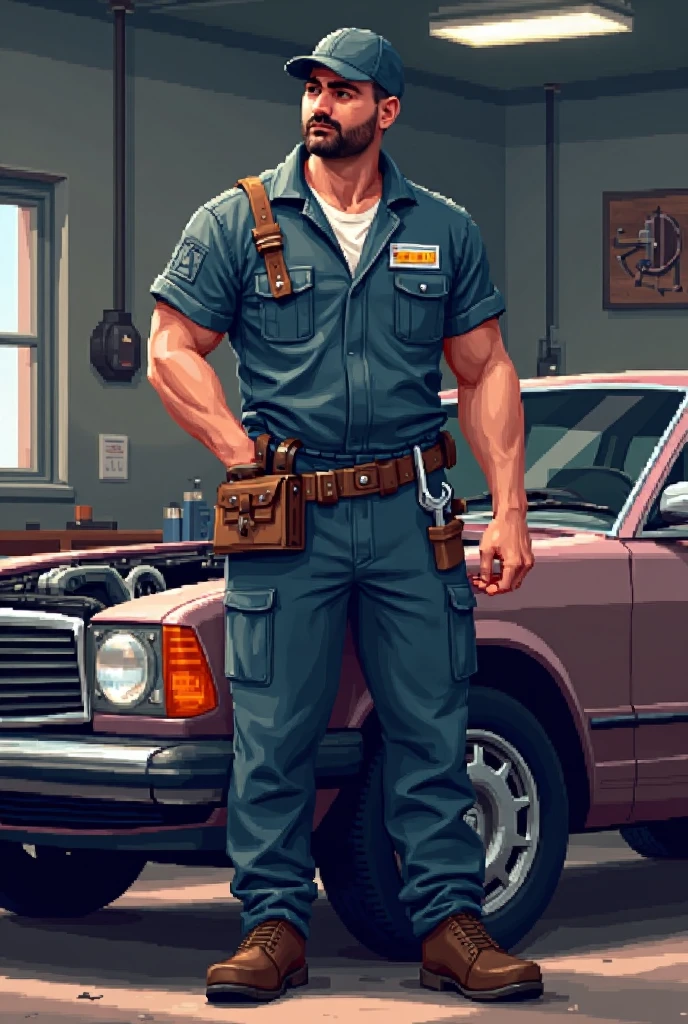 full body portrait 3d render, Bradley Cooper working as a gas station attendant, wearing a uniform shirt and a cap, 3d, octane render, depth of field, unreal engine 5, concept art, vibrant colors, glow, trending on artstation, ultra high detail, ultra realistic, cinematic lighting, focused, 8 k