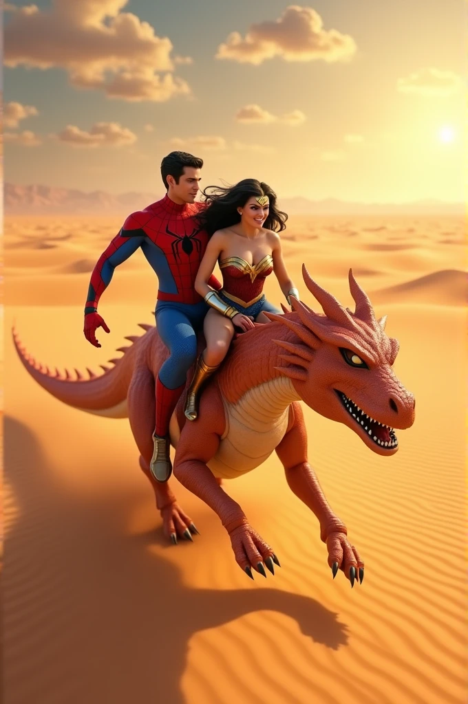 Cupid riding a two-headed dragon