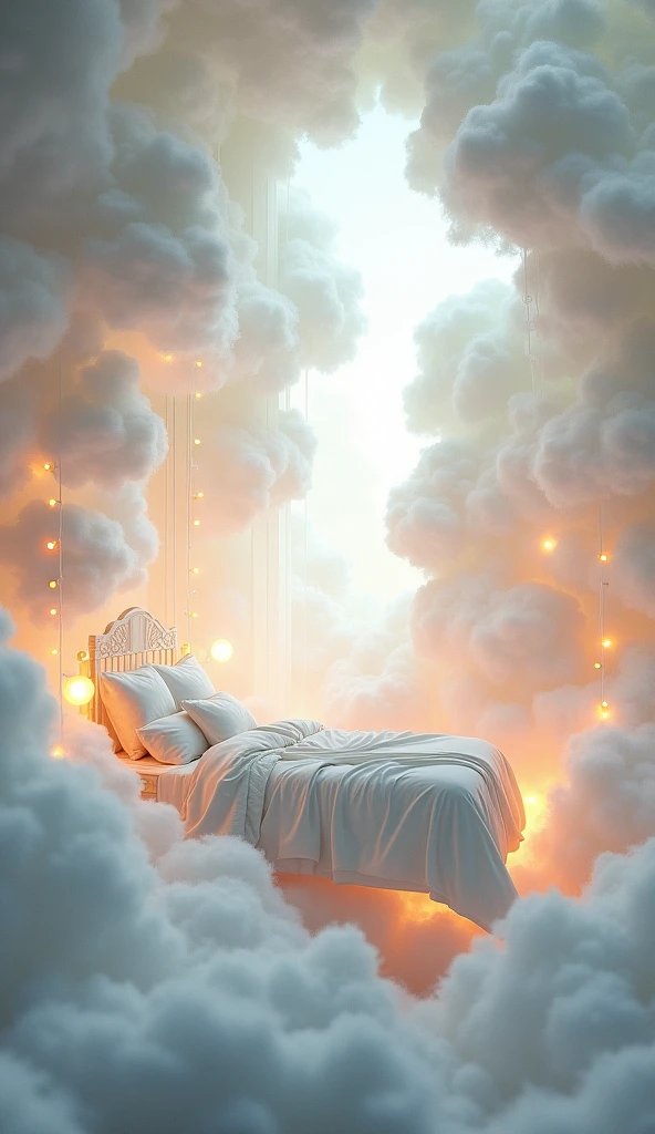 A perfect bed to sleep in, a big bed, a bed high in the clouds