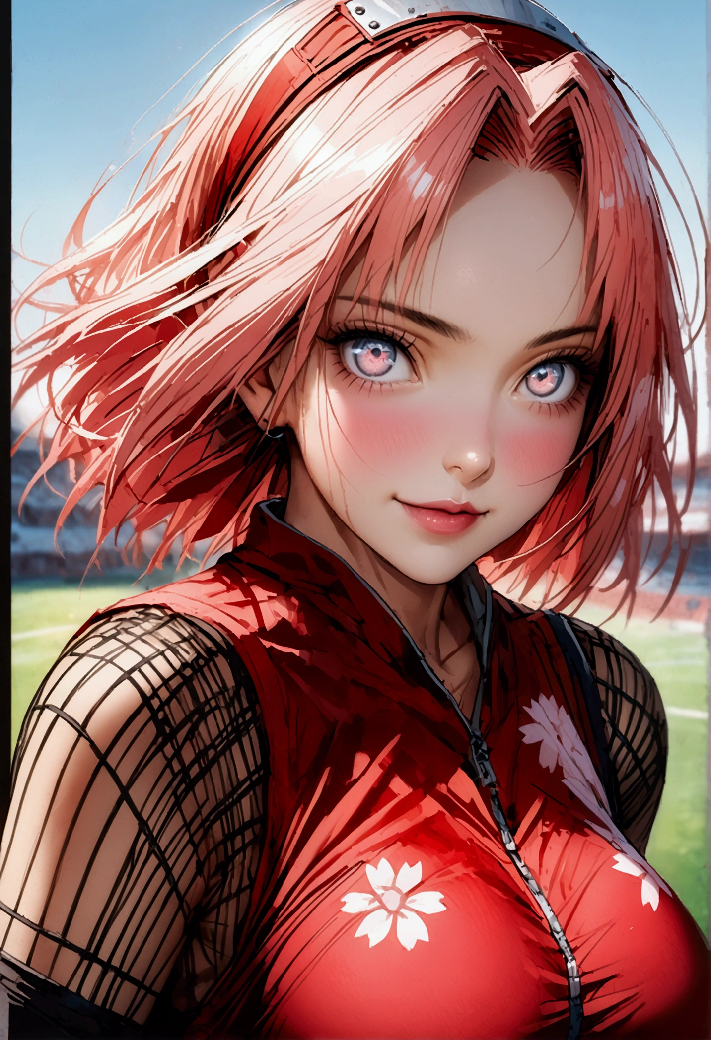 (((((Sakura Haruno)))))、(Pink Hair)、(Short Hair)、((Big big breasts)),((Show me your crotch))、(smile)、((blue sky))、((Grassland Stadium))、{{{Let me me me me me&#39;Let me me me me&#39;Let me me me&#39;Let me me&#39;Let me&#39;Let&#39;s take a closer look}}}、{{{masterpiece}}}, {{{Best Quality}}}, {{ultra-detailed}}, {{shape}}, {{{Very delicate and beautiful}}},{{extremely detailed CG}}、{{unity 8k portrait}}、{{Fabric Shading}}、{{super detailed skin}}、{{Perfect Anatomy}}、{{detailed}}、{{Dynamic Lighting}}、{{{beautiful detailed eyes}}}、{{{beautiful detailed Face}}}、{{{Realistic, RAW Photos}}}、(Perfect Face)、(非常にdetailedな顔)、(Perfect Eyes)、(Highlights)、(Perfect Legs)、(Perfect breasts)、(Perfect pose)、(Perfect body)、