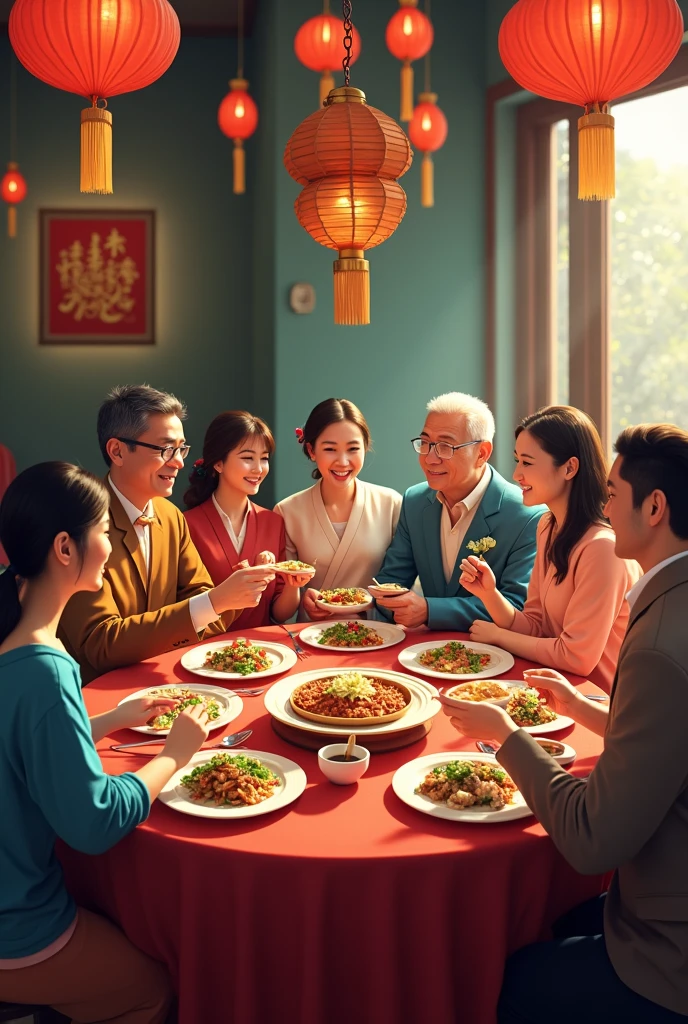 Draw me a normal family meal for Tet with salary 10.000.000 VND
