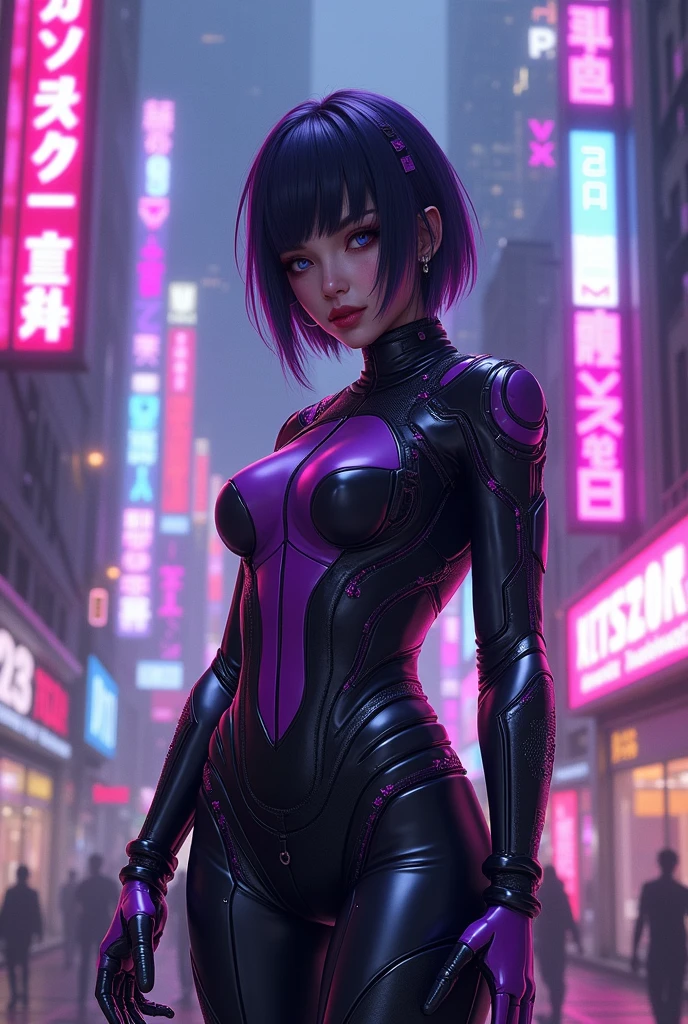 masterpiece,best quality,1girl,tall,criasu ruru,cone hair bun,braid,purple hairband,elbow gloves,detached sleeves,black thighhighs,garter straps,purple skirt,purple pencil skirt,(expressionless:1.2),closed eyes,arms at sides,spread legs,spread pussy, floating,(cultivation tank),science fiction,(android,cable,mechanical cervial attaching to neck,wires and cables attaching to neck,wires and cables on head),