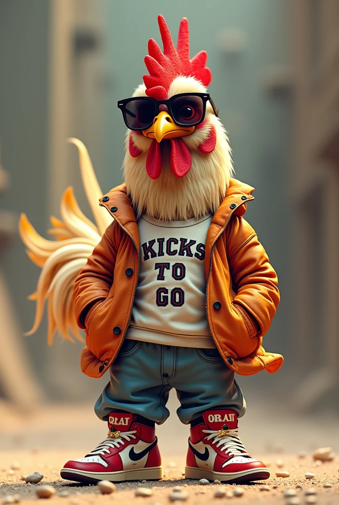 Bird with a cigarette in its beak in anime style in an adidas jacket