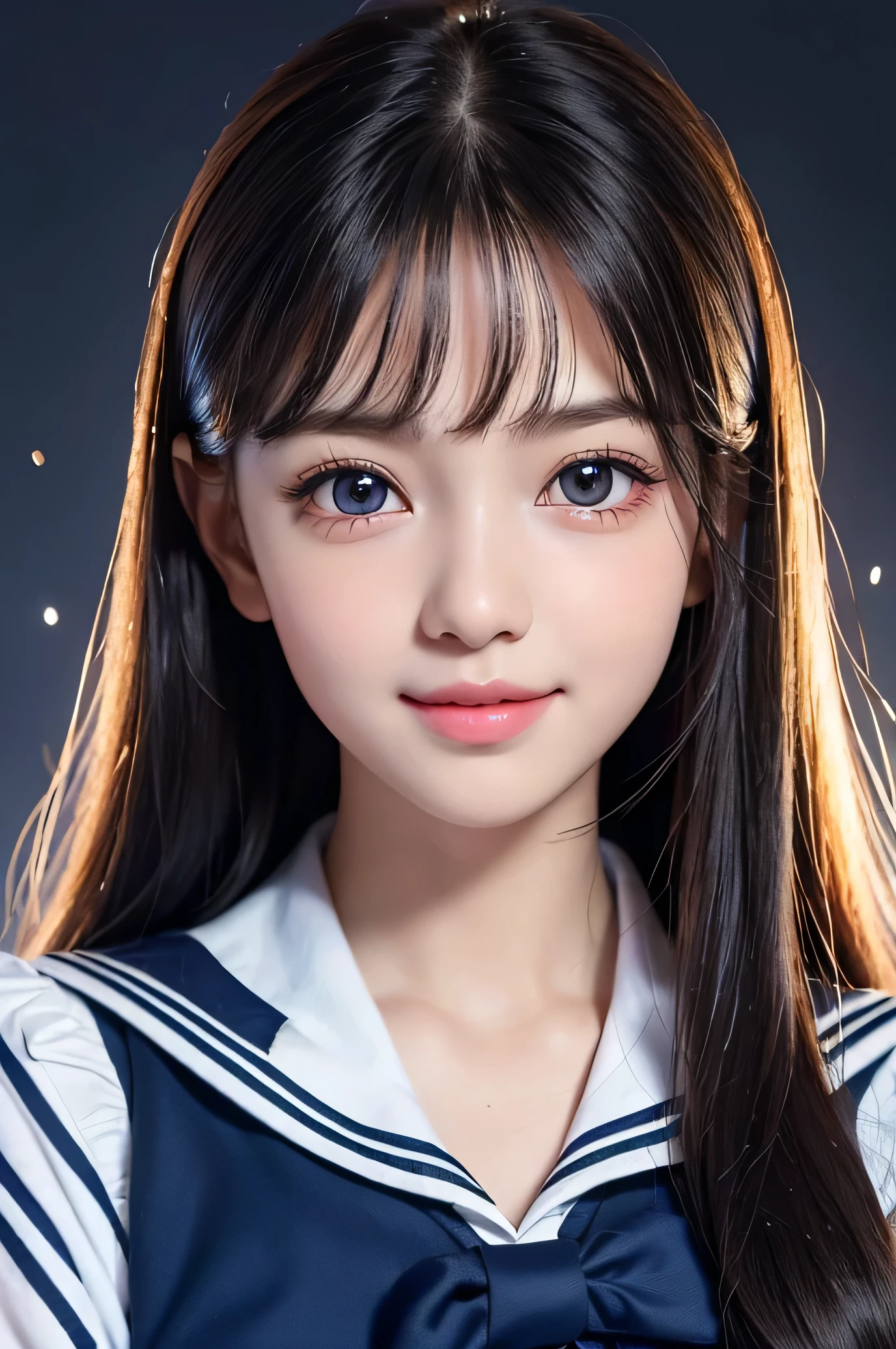 portlate、School Uniforms、bright expression、half updo 、A 24-year-old girl、Young shiny shiny white shiny skin、Best Looks、Natural brown hair with dazzling highlights、shiny light hair,、Super long silky straight hair、Beautiful bangs that shine、Blunt bangs、Glowing crystal clear attractive big blue eyes、Very beautiful nice cute 16 year old girl、Lush bust、Dynamic Pose