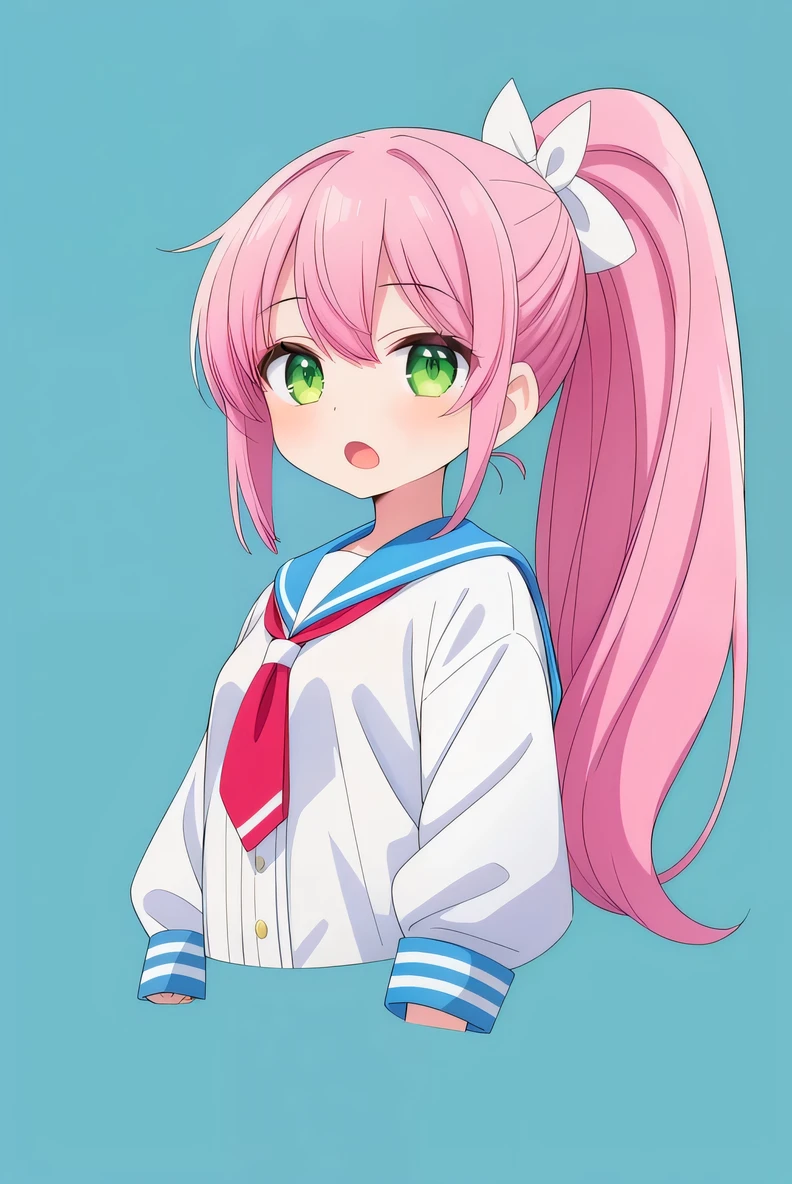 Anime girl with pink hair and green eyes in a sailor outfit - SeaArt AI