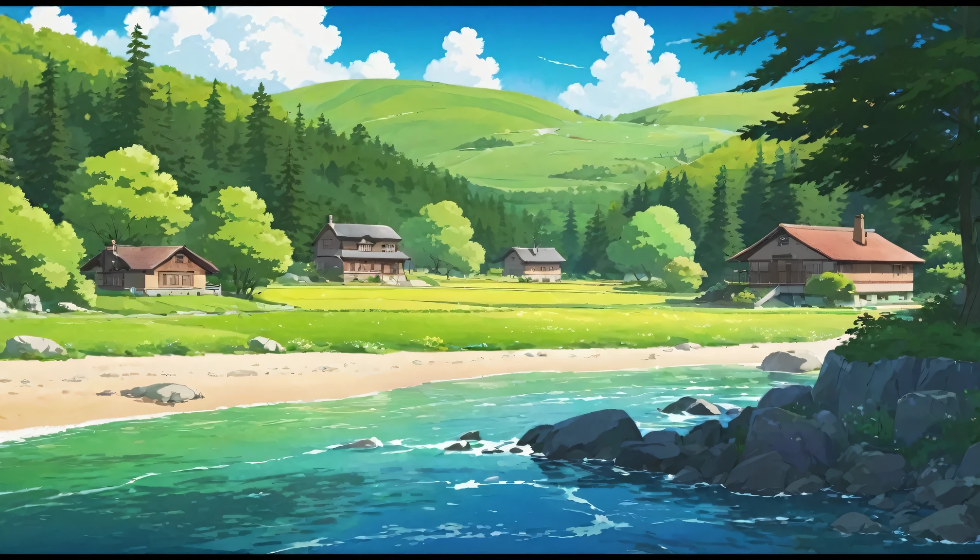 Lofi Summer Landscapes , studio ghibli style