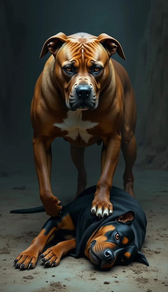 Mastiff, anthro, male, canine teeth, sheath, balls, canine penis, erection, leaking precum, presenting anus, digitigrade, large eyes, realistic eyes, short canine tail, anus, backsack, kneeling, (by Blotch)