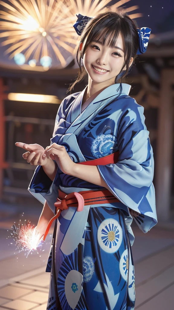 Masterpiece, 4k, Bokeh, beautiful face, (Japanese idle:1.6), BREAK
(wearing detailed yukata:1.5), (happy smile:1.35), (posing), (young hands:1.2), 
BREAK,
((Beautiful fireworks in the night sky background)), 
BREAK, (Cat ears:1.3), 