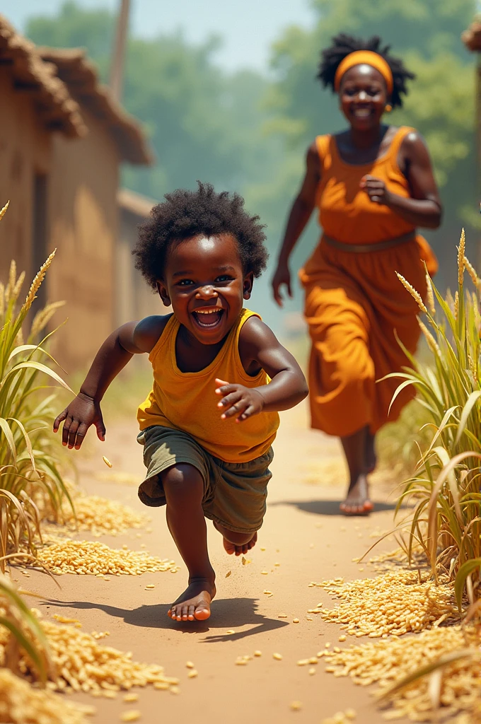 African child running with beer