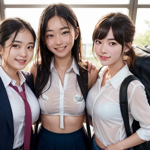 ((top-quality、masutepiece、8K、Top image quality))、Highly saturated、(Group photo of 40 women:2)、(40 high school girls taking a group photo in the classroom:2)、(Wearing only bra and panties:1.5)、((The happiest smile、Biggest smile、Show your teeth and smile、View me))、The background is a school classroom、(lipsticks、Perfect makeup、long eyelashes、waved hair)、large full breasts、(accurate anatomy:1.3)、ultra detailed beautiful face、perfect hair、(Very bright lighting:1.3)