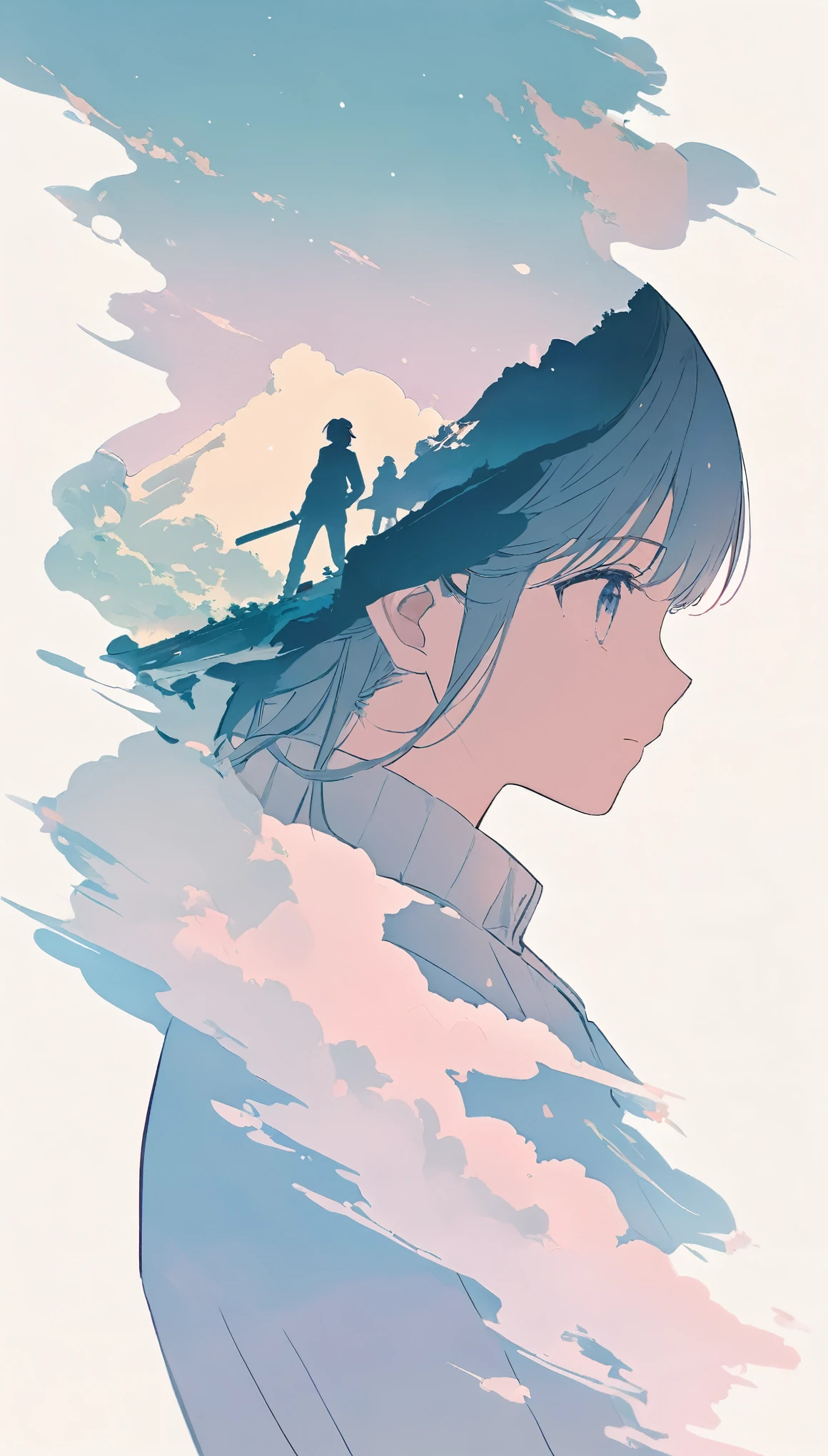 pale color、double exposure,#sdxl、a girl,、Emphasis on 、Colorful use of colors、