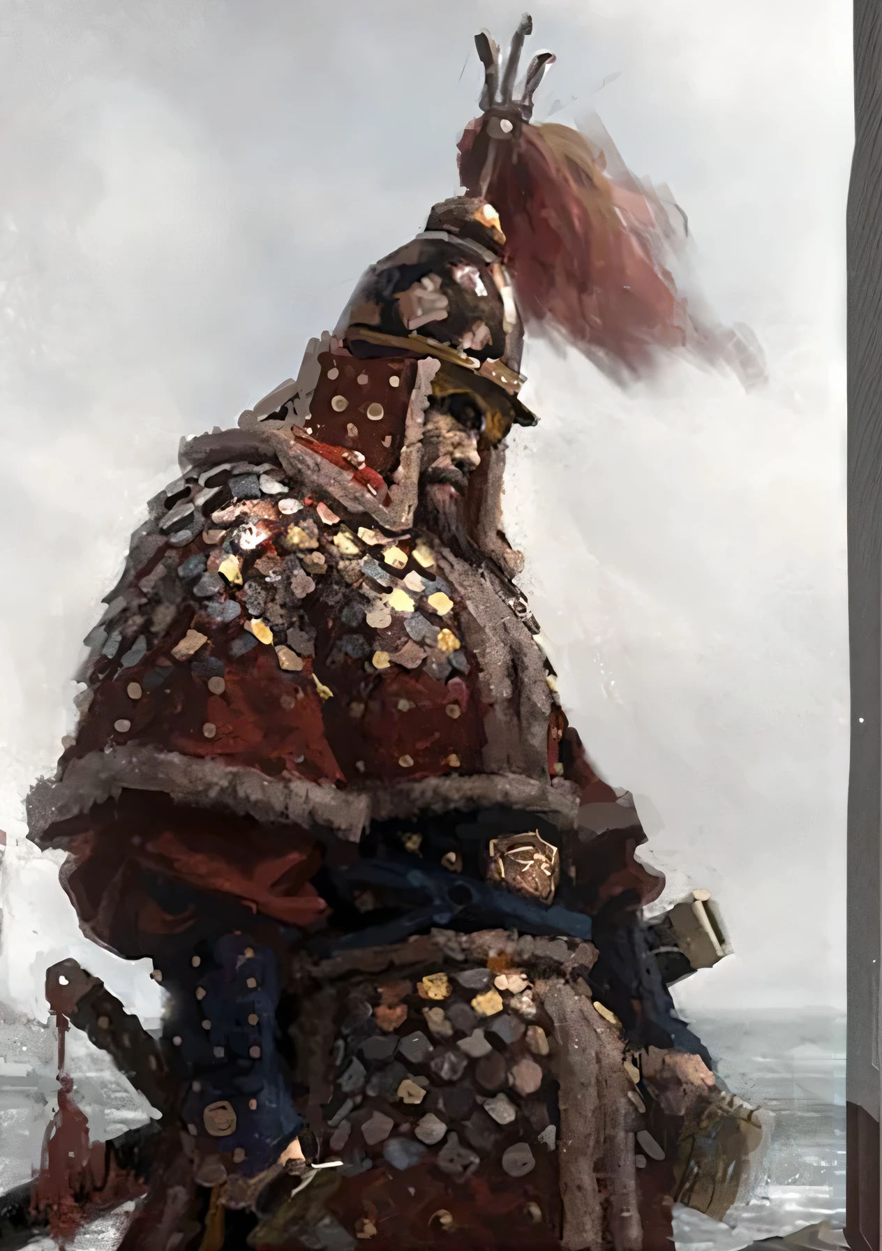 a detailed portrait of Yi Sun-sin, a Joseon era military commander, traditional korean armor, ornate headpiece, determined expression, weathered facial features, holding a sword, scenic landscape background, traditional korean architecture, muted color palette, dramatic lighting, cinematic composition, highly detailed, photorealistic, (best quality,4k,8k,highres,masterpiece:1.2),ultra-detailed,(realistic,photorealistic,photo-realistic:1.37)
