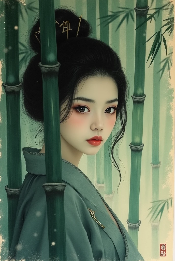 Ink Painting、Old paper texture、Damaged Paper、Old style、Faded color ...