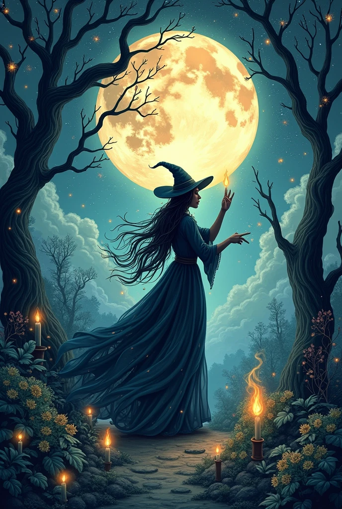 Draw witch themed print designs 